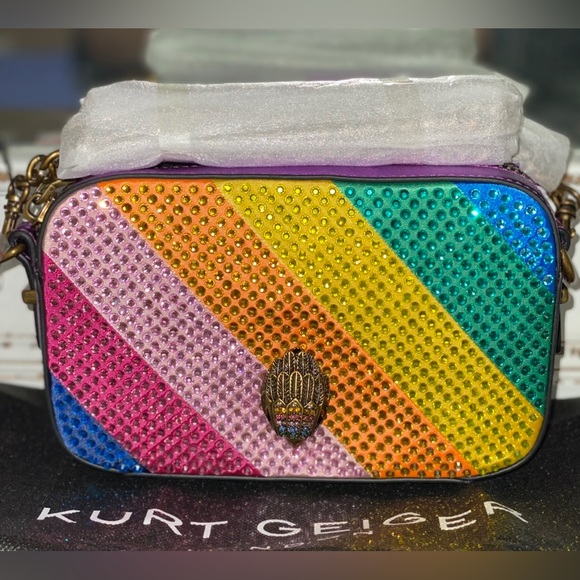 Kurt Geiger Handbags - Kurt Geiger London Kensington Small Rainbow Rhinestone Embellished Camera Bag